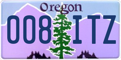 OR license plate 008ITZ