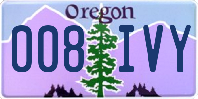 OR license plate 008IVY