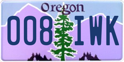 OR license plate 008IWK