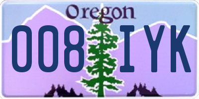 OR license plate 008IYK