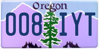 OR license plate 008IYT