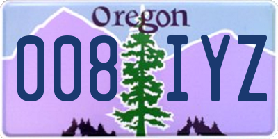 OR license plate 008IYZ