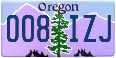 OR license plate 008IZJ