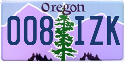 OR license plate 008IZK