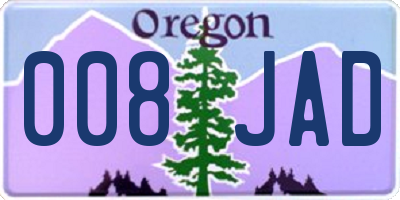 OR license plate 008JAD
