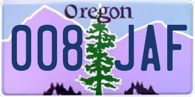 OR license plate 008JAF