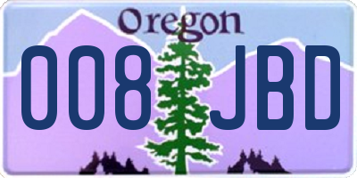 OR license plate 008JBD