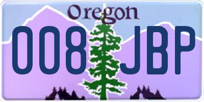 OR license plate 008JBP