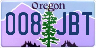 OR license plate 008JBT