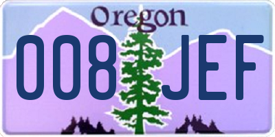 OR license plate 008JEF