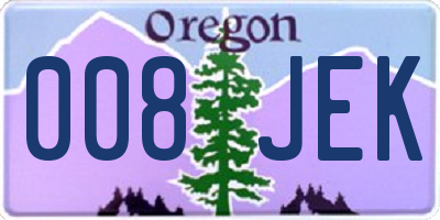 OR license plate 008JEK