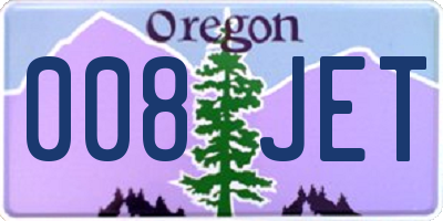 OR license plate 008JET