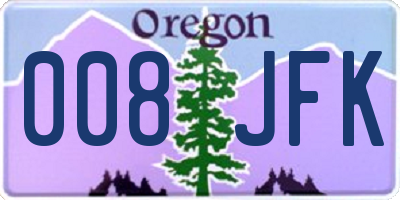 OR license plate 008JFK