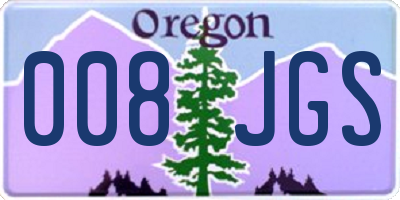 OR license plate 008JGS