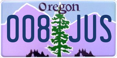 OR license plate 008JUS