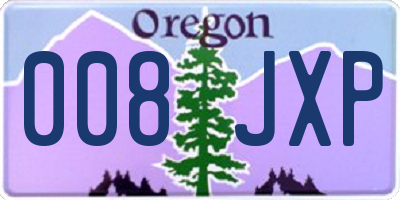 OR license plate 008JXP