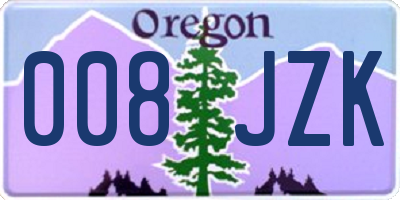 OR license plate 008JZK