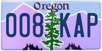 OR license plate 008KAP