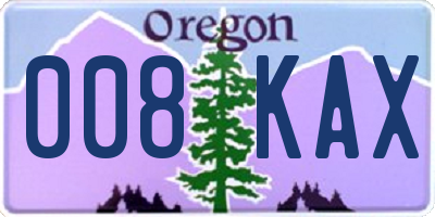OR license plate 008KAX