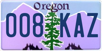 OR license plate 008KAZ