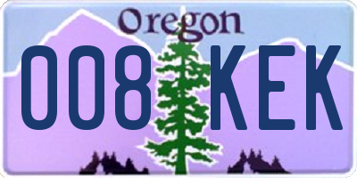 OR license plate 008KEK