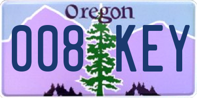 OR license plate 008KEY
