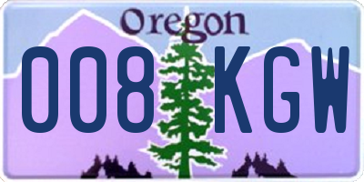 OR license plate 008KGW