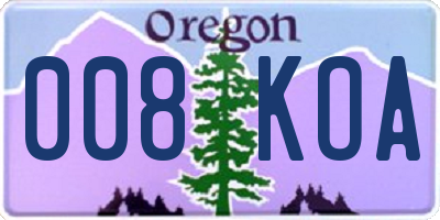 OR license plate 008KOA