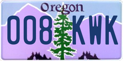 OR license plate 008KWK