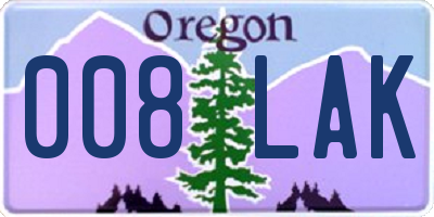 OR license plate 008LAK