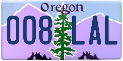 OR license plate 008LAL