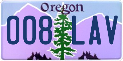 OR license plate 008LAV
