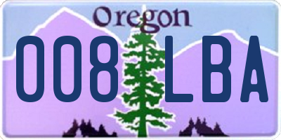 OR license plate 008LBA