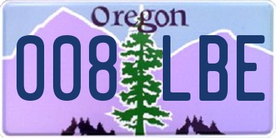 OR license plate 008LBE