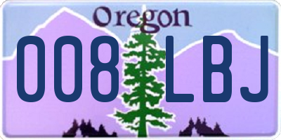 OR license plate 008LBJ