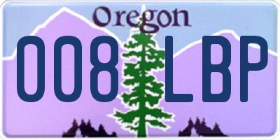 OR license plate 008LBP