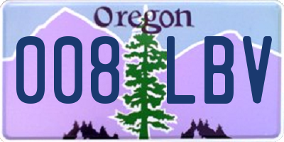 OR license plate 008LBV