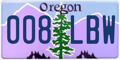 OR license plate 008LBW