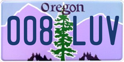 OR license plate 008LUV