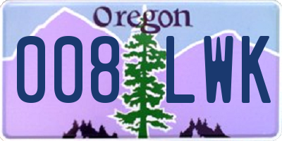 OR license plate 008LWK
