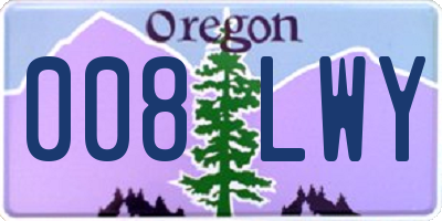 OR license plate 008LWY