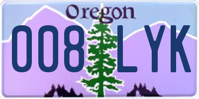 OR license plate 008LYK
