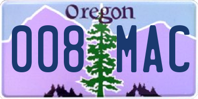 OR license plate 008MAC