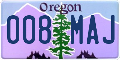 OR license plate 008MAJ