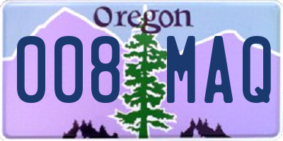 OR license plate 008MAQ
