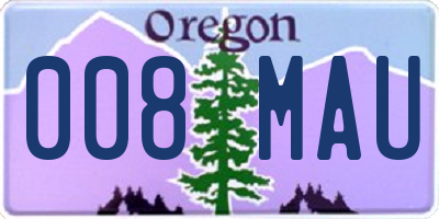 OR license plate 008MAU