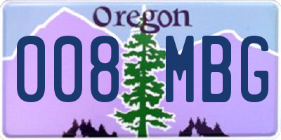 OR license plate 008MBG