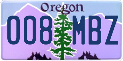 OR license plate 008MBZ