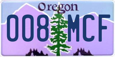 OR license plate 008MCF