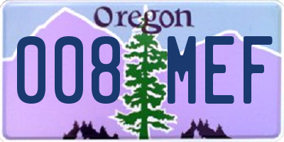OR license plate 008MEF